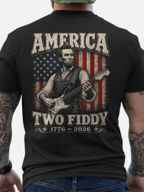 America Two Fiddy 1776-2026 Abraham Lincoln Guitar Graphic T-Shirt